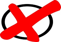 Das Bild zeigt ein rotes Wahlkreuz.